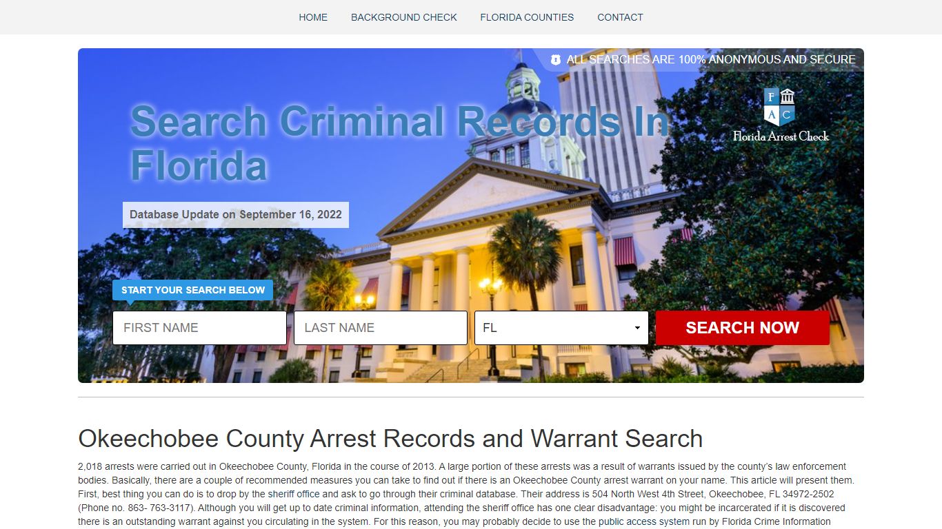 Okeechobee County Arrest Records and Warrant Search
