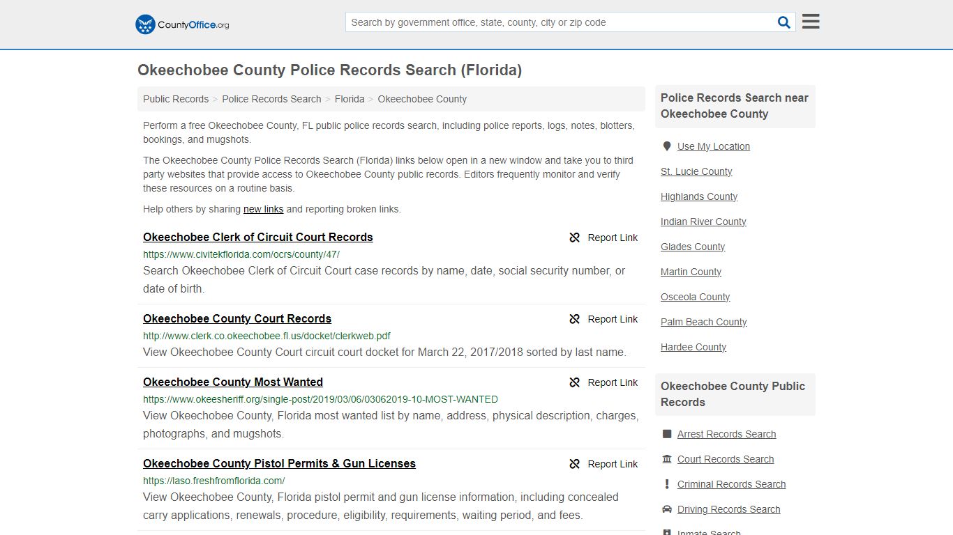 Police Records Search - Okeechobee County, FL (Accidents & Arrest Records)